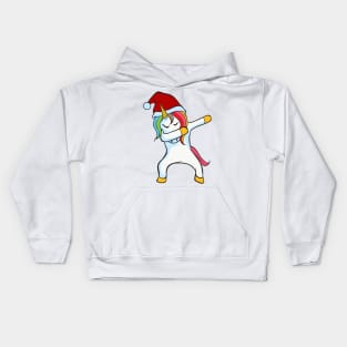 Dabbing Unicorn with Christmas Santa Hat Kids Hoodie